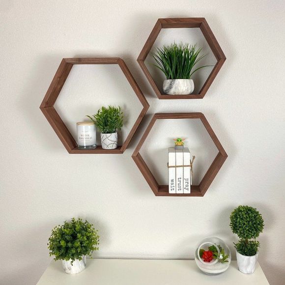 Other - Hexagon Shelves Set - Home decor wall hanging shelves